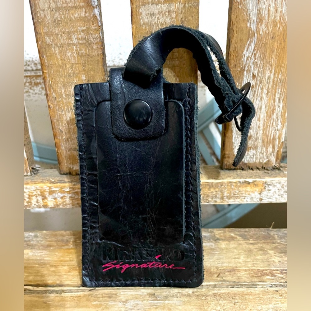 Kirkland Signature Black Leather Travel Luggage Tag
